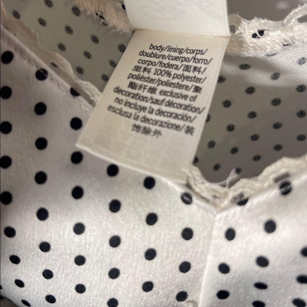 PINK BY FRANKIES BIKINIS SCOUT CREPE MINI DRESS BLACK WHITE POLKA DOT LARGE - Picture 6 of 9